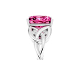 White gold Princess Cut Pink Sapphire Solitaire Engagement Ring with Celtic Knot Band and Four-Prong Setting_29
