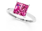 White gold Princess Cut Pink Sapphire Solitaire Engagement Ring with Classic Band and Four-Prong Setting_49