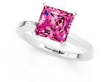 White gold Princess Cut Pink Sapphire Solitaire Engagement Ring with Classic Band and Four-Prong Setting_63