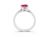 White gold Princess Cut Pink Sapphire Solitaire Engagement Ring with Classic Band and Four-Prong Setting_65