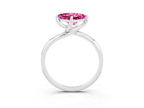 White gold Princess Cut Pink Sapphire Solitaire Engagement Ring with Four-Prong Setting and Classic Band_15