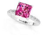 White gold Princess Cut Pink Sapphire Solitaire Engagement Ring with Pavé Band and Four-Prong Setting_25
