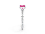 White gold Princess Cut Pink Sapphire Solitaire Engagement Ring with Pavé Band and Four-Prong Setting_26