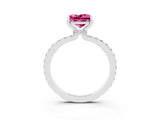 White gold Princess Cut Pink Sapphire Solitaire Engagement Ring with Pavé Band and Four-Prong Setting_27