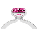 White gold Princess Cut Pink Sapphire Solitaire Engagement Ring with Pavé Band and Four-Prong Setting_28