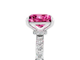 White gold Princess Cut Pink Sapphire Solitaire Engagement Ring with Pavé Band and Four-Prong Setting_29