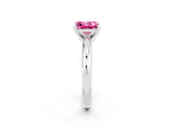 White gold Princess Cut Pink Sapphire Solitaire Engagement Ring with Round Band and Four-Prong Setting_26