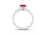 White gold Princess Cut Pink Sapphire Solitaire Engagement Ring with Round Band and Four-Prong Setting_27