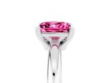 White gold Princess Cut Pink Sapphire Solitaire Engagement Ring with Round Band and Four-Prong Setting_29