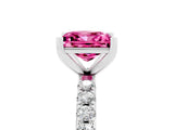 White gold Princess Cut Pink Sapphire Solitaire Pavé Band with Four-Prong Setting_29