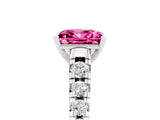 White gold Princess Cut Pink Sapphire Solitaire Ring with Cathedral Setting and Pavé Band_29