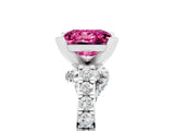 White gold Princess Cut Pink Sapphire Solitaire Ring with Crossover Gallery and Round  Pavé Band_17