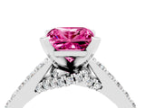 White gold Princess Cut Pink Sapphire Solitaire Ring with Crossover Gallery and Round  Pavé Band_40
