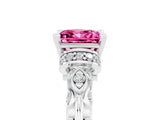 White gold Princess Cut Pink Sapphire Solitaire Ring with Filigree Band and Four-Prong Setting_53