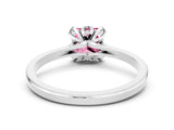 White gold Princess Cut Pink Sapphire Solitaire Ring with Flower Prong Setting and Classic Band_43