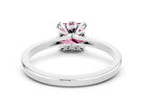 White gold Princess Cut Pink Sapphire Solitaire Ring with Flower Prong Setting and Classic Band_49
