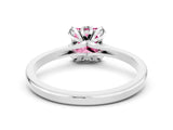 White gold Princess Cut Pink Sapphire Solitaire Ring with Flower Prong Setting and Classic Band_53
