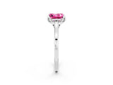White gold Princess Cut Pink Sapphire Solitaire Ring with Flower Prong Setting and Classic Band_55