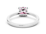White gold Princess Cut Pink Sapphire Solitaire Ring with Flower Prong Setting and Classic Band_97