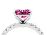 White gold Princess Cut Pink Sapphire Solitaire Ring with Pavé Accents and Four-Prong Setting_28