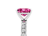 White gold Princess Cut Pink Sapphire Solitaire Ring with Pavé Accents and Four-Prong Setting_29