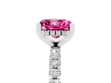 White gold Princess Cut Pink Sapphire Solitaire Ring with Pavé Band and Four-Prong Setting_65