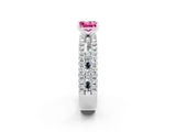 White gold Princess Cut Pink Sapphire Solitaire Ring with Pavé and Channel Set Band_26