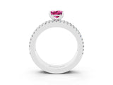 White gold Princess Cut Pink Sapphire Solitaire Ring with Pavé and Channel Set Band_27