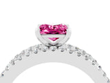 White gold Princess Cut Pink Sapphire Solitaire Ring with Pavé and Channel Set Band_28