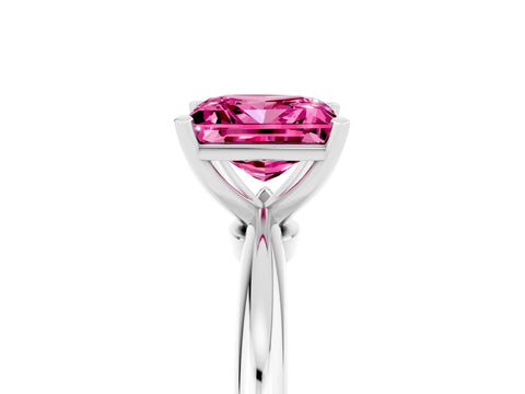 White gold Princess Cut Pink Sapphire Solitaire Ring with Six-Prong Setting and Classic Band_29