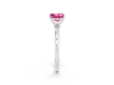 White gold Princess Cut Pink Sapphire Solitaire Ring with Six-Prong Setting and Classic Band_38