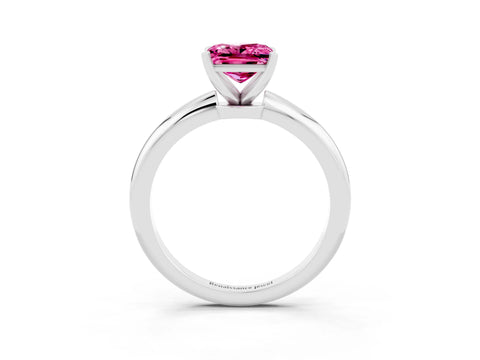 White gold Princess Cut Pink Sapphire Solitaire Ring with Six-Prong Setting and Classic Band_39