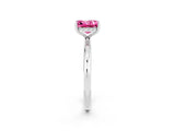 White gold Princess Cut Pink Sapphire Solitaire Ring with Thin Band and Four-Prong Setting_26