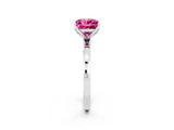 White gold Princess Cut Pink Sapphire Solitaire Ring with Thin Band and Prong Setting_14