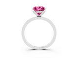 White gold Princess Cut Pink Sapphire Solitaire Ring with Thin Band and Prong Setting_15