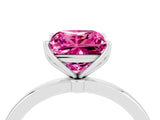White gold Princess Cut Pink Sapphire Solitaire Ring with Thin Band and Prong Setting_16