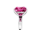 White gold Princess Cut Pink Sapphire Solitaire Ring with Thin Band and Prong Setting_17