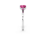 White gold Princess Cut Pink Sapphire Solitaire Ring with Thin Band and Prong Setting_38