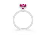 White gold Princess Cut Pink Sapphire Solitaire Ring with Thin Band and Prong Setting_39