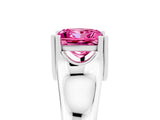 White gold Princess Cut Pink Sapphire Solitaire Ring with Wide Band and Prong Setting_29
