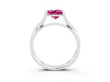 White gold Princess Cut Pink Sapphire Solitaire Twist Band Prong Setting Ring_87
