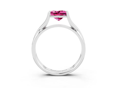 White gold Princess Cut Pink Sapphire Solitaire Twist Band Prong Setting Ring_87