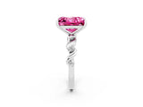 White gold Princess Cut Pink Sapphire Solitaire Twisted Band with Round  Accents and Prong Setting_14