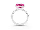 White gold Princess Cut Pink Sapphire Solitaire Twisted Band with Round  Accents and Prong Setting_15