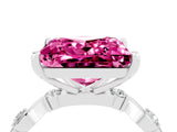 White gold Princess Cut Pink Sapphire Solitaire Twisted Band with Round  Accents and Prong Setting_16