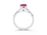 White gold Princess Cut Pink Sapphire Solitaire with Side Baguettes and Channel Set Band_27