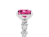 White gold Princess Cut Pink Sapphire Solitaire with Side Stones, Pave Band, Four-Prong Setting_65