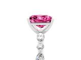 White gold Princess Cut Pink Sapphire Solitaire with Side Stones on a Pavé Band and Four-Prong Setting_29