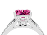 White gold Princess Cut Pink Sapphire Split Shank Engagement Ring with Pavé Band_28