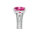 White gold Princess Cut Pink Sapphire Split Shank Engagement Ring with Pavé Band_29